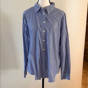 Blue & White Striped Women’s Button-Up Shirt